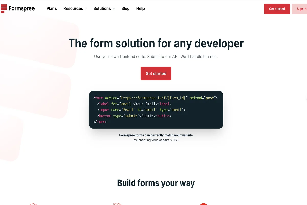 Formspree screenshot